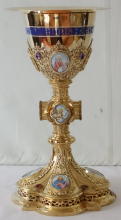 Solid silver gilt antique French Gothic Chalice.